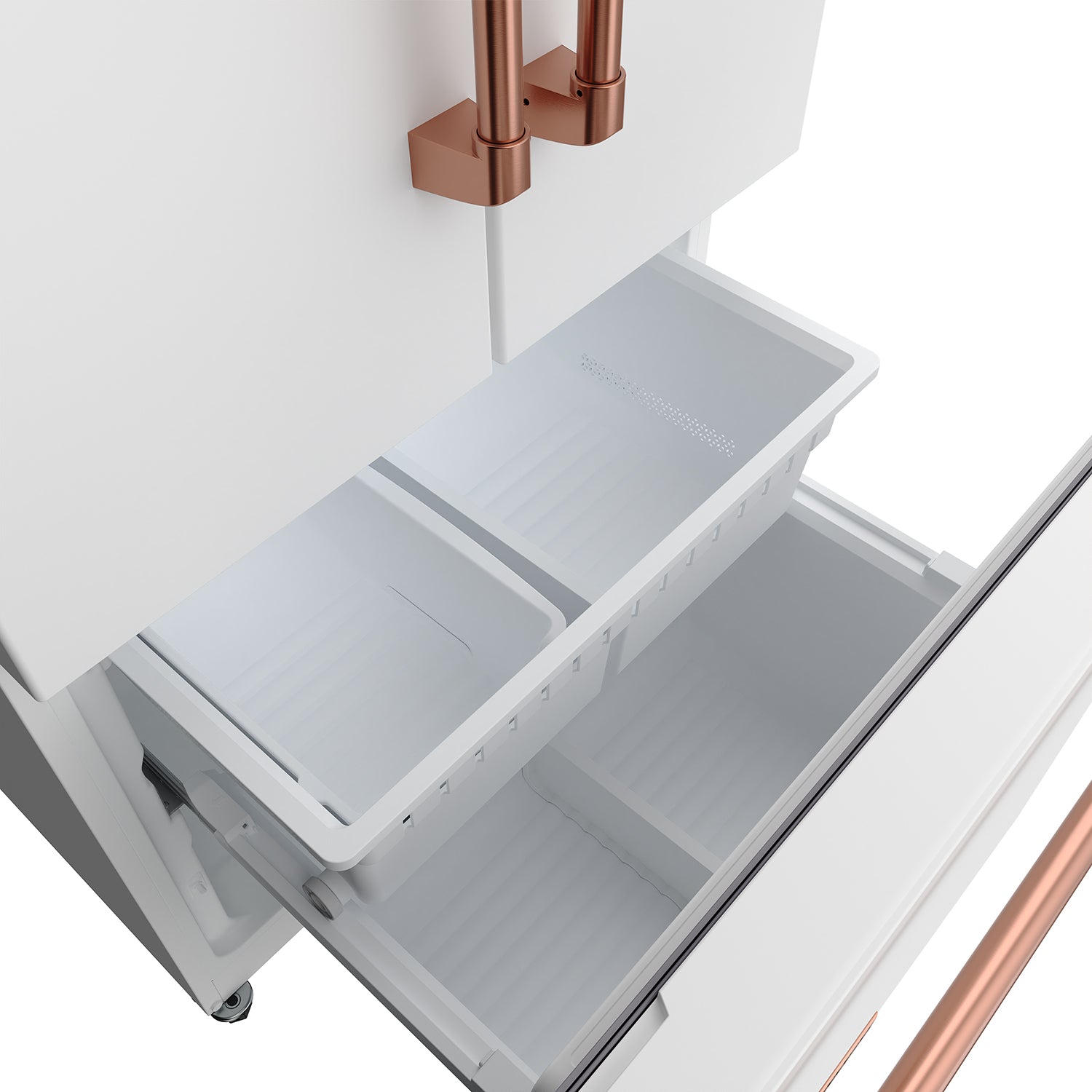 30 Inch French Door Counter Depth Refrigerator with Ice Maker – White/Rose Gold | Gordon Ramsay Series