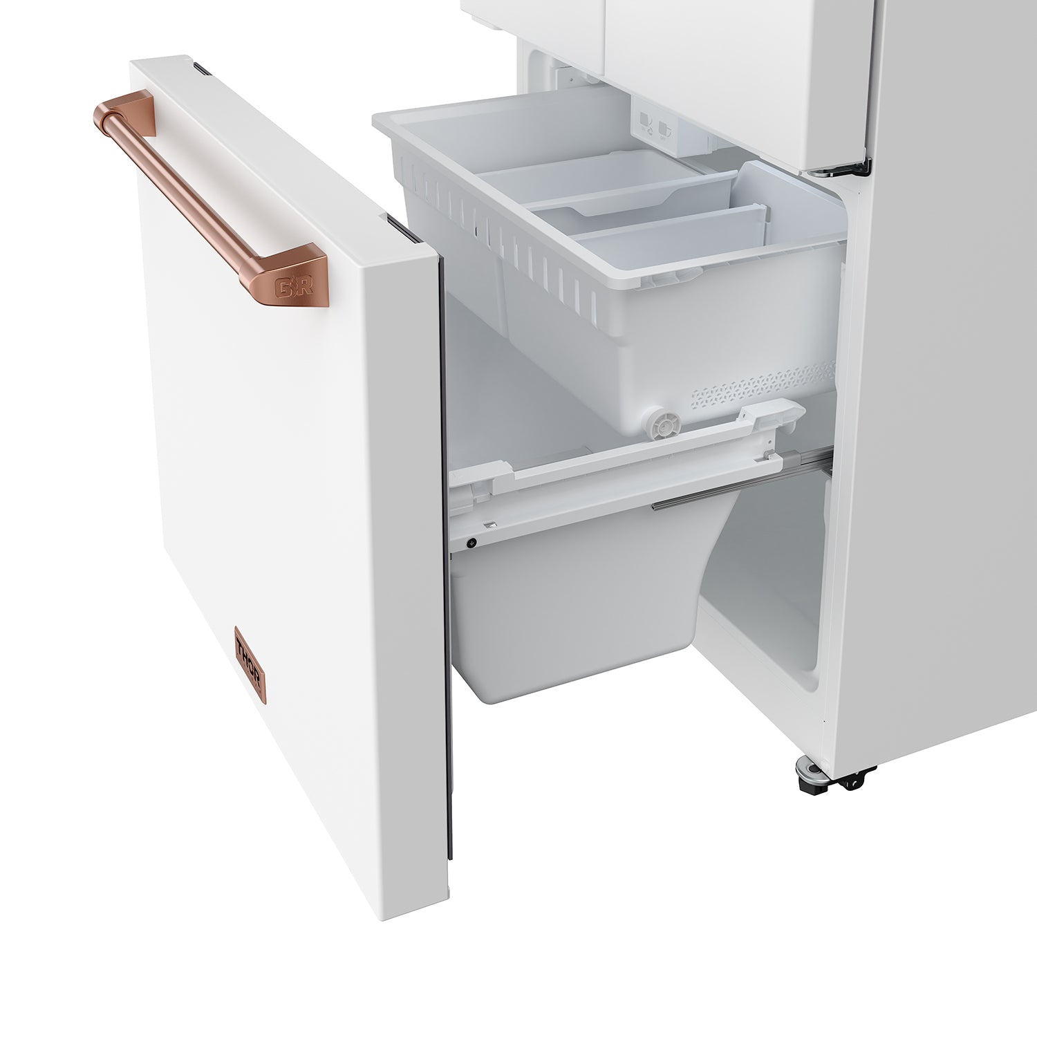 30 Inch French Door Counter Depth Refrigerator with Ice Maker – White/Rose Gold | Gordon Ramsay Series