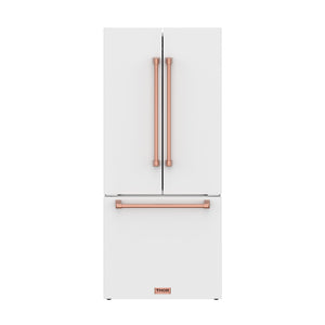 30 Inch French Door Counter Depth Refrigerator with Ice Maker – White/Rose Gold | Gordon Ramsay Series