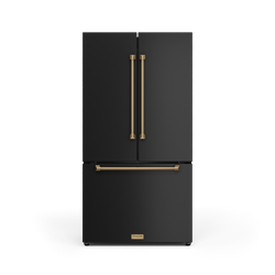 36 Inch 20.3 cu ft French Door Counter Depth Refrigerator with Ice Maker in Black/Bronze | Gordon Ramsay Series