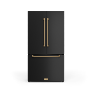 36 Inch 20.3 cu ft French Door Counter Depth Refrigerator with Ice Maker in Black/Bronze | Gordon Ramsay Series