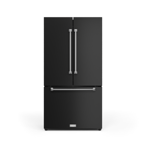 36 Inch 20.3 cu ft French Door Counter Depth Refrigerator with Ice Maker in Black/Stainless Steel | Gordon Ramsay Series