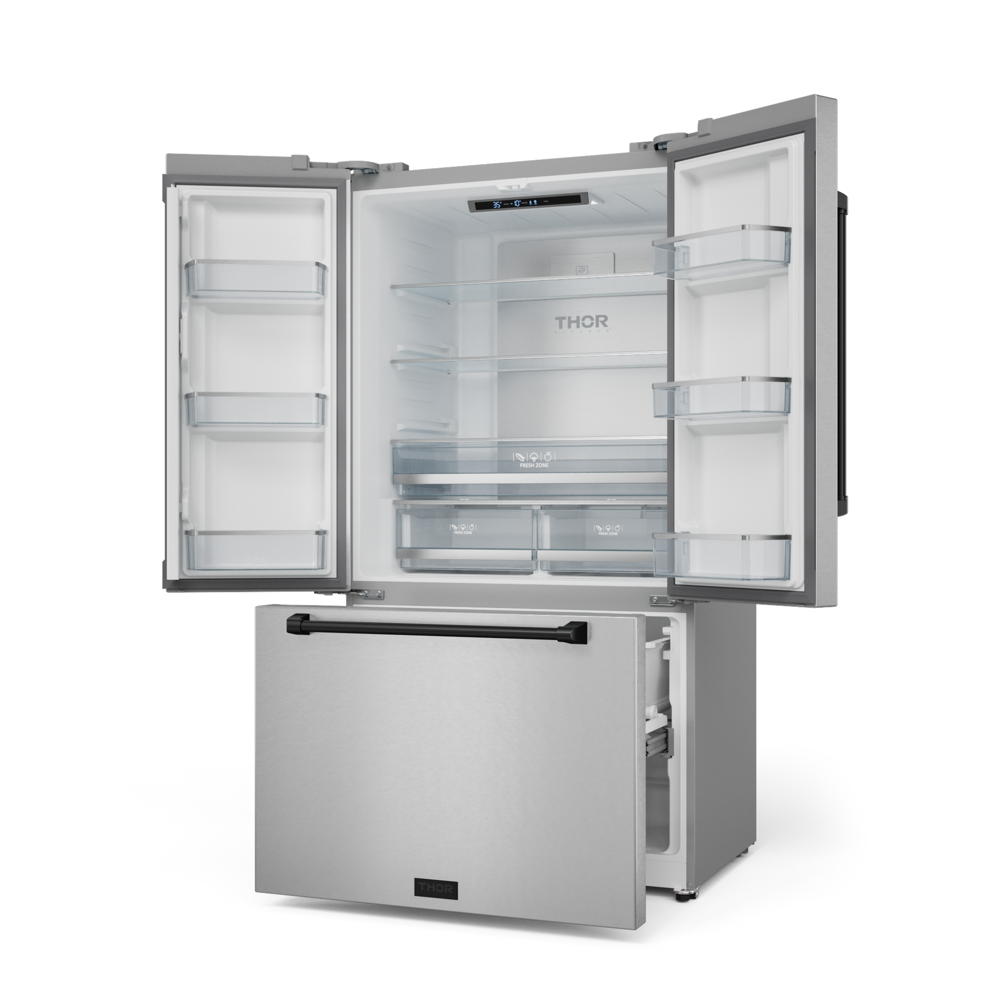 36 Inch 20.3 cu ft French Door Counter Depth Refrigerator with Ice Maker in Stainless Steel/Black | Gordon Ramsay Series - RF3621CTD99-BLK