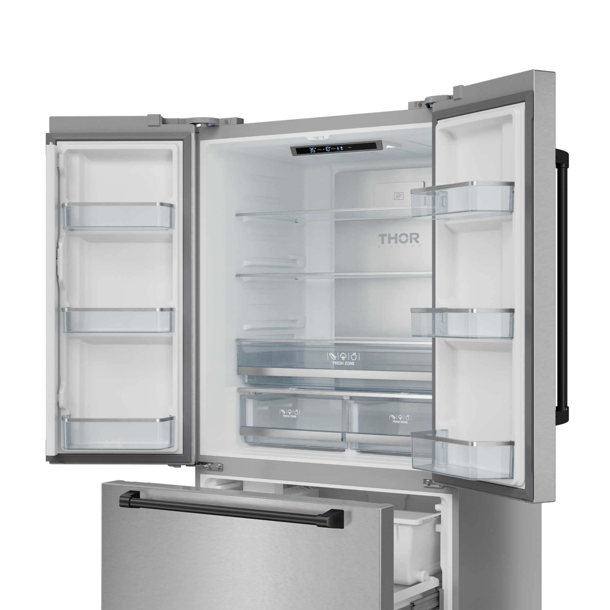 36 Inch 20.3 cu ft French Door Counter Depth Refrigerator with Ice Maker in Stainless Steel/Black | Gordon Ramsay Series - RF3621CTD99-BLK