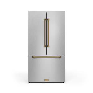 36 Inch 20.3 cu ft French Door Counter Depth Refrigerator with Ice Maker in Stainless Steel/Bronze | Gordon Ramsay Series
