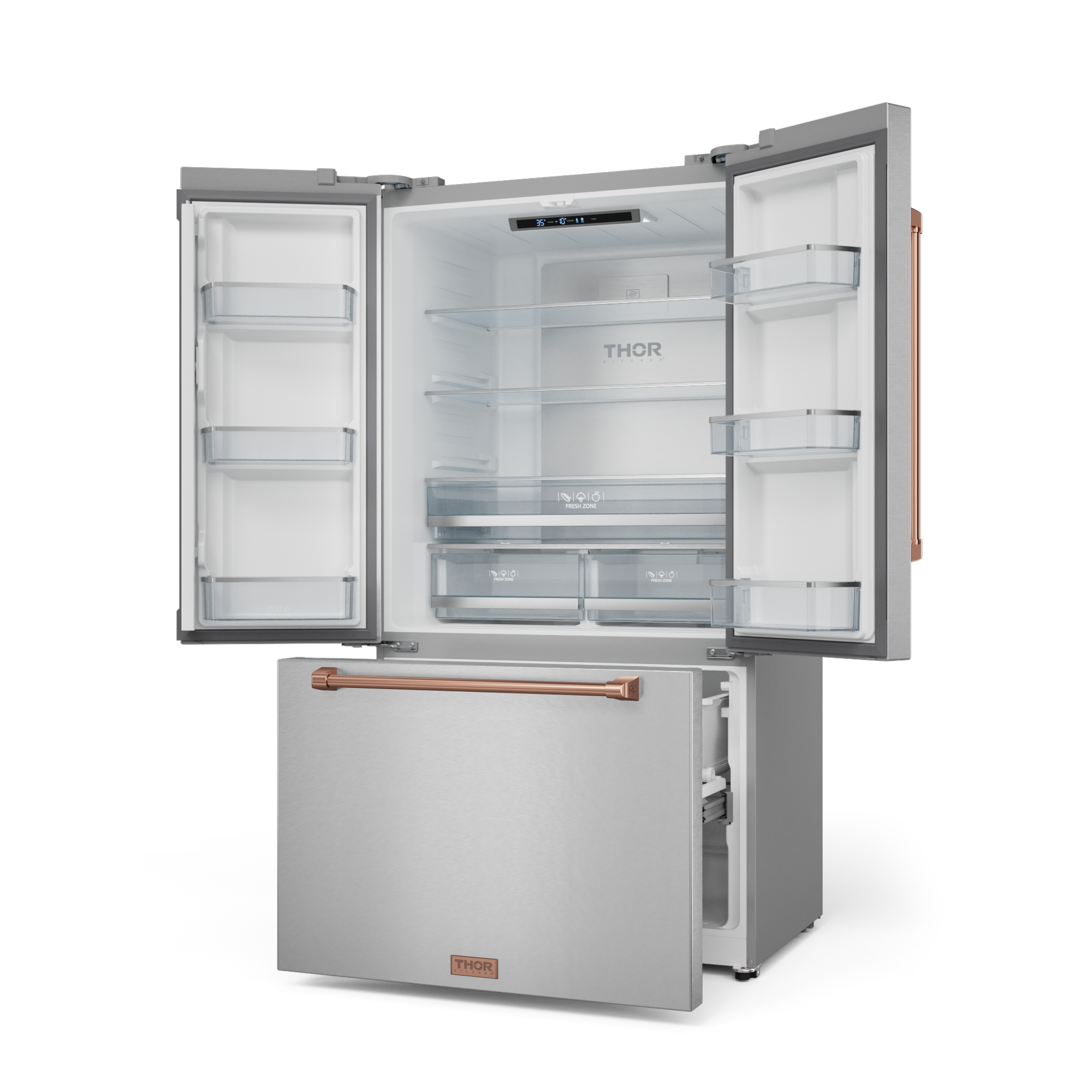 36 Inch 20.3 cu ft French Door Counter Depth Refrigerator with Ice Maker in Stainless Steel/Rose Gold | Gordon Ramsay Series - RF3621CTD99-RSG