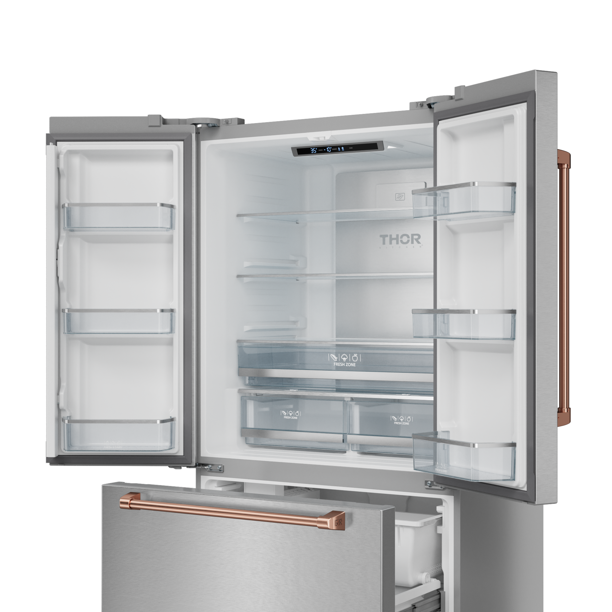 36 Inch 20.3 cu ft French Door Counter Depth Refrigerator with Ice Maker in Stainless Steel/Rose Gold | Gordon Ramsay Series - RF3621CTD99-RSG