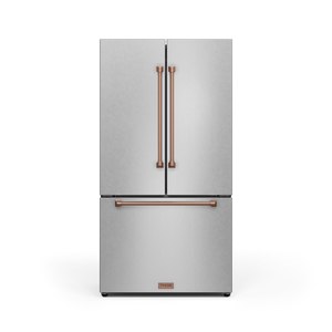 36 Inch 20.3 cu ft French Door Counter Depth Refrigerator with Ice Maker in Stainless Steel/Rose Gold | Gordon Ramsay Series