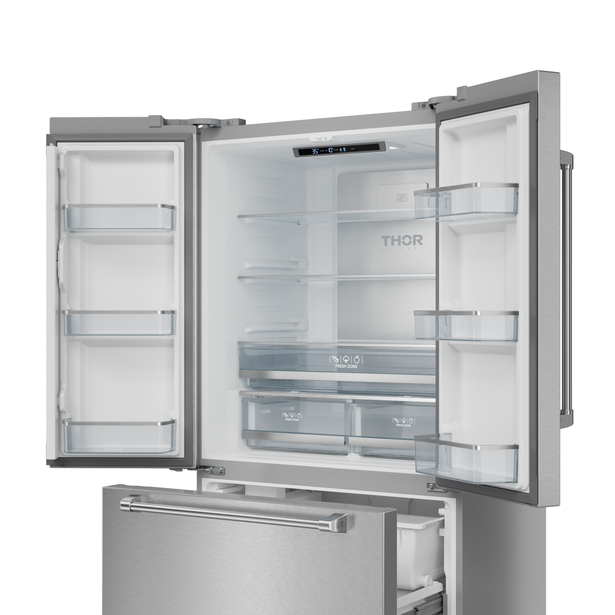 36 Inch 20.3 cu ft French Door Counter Depth Refrigerator with Ice Maker in Stainless Steel | Gordon Ramsay Series - RF3621CTD99