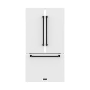 36 Inch French Door Counter Depth Refrigerator with Ice Maker – White/Black | Gordon Ramsay Series