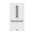 36 Inch French Door Counter Depth Refrigerator with Ice Maker – White/Blue | Gordon Ramsay Series