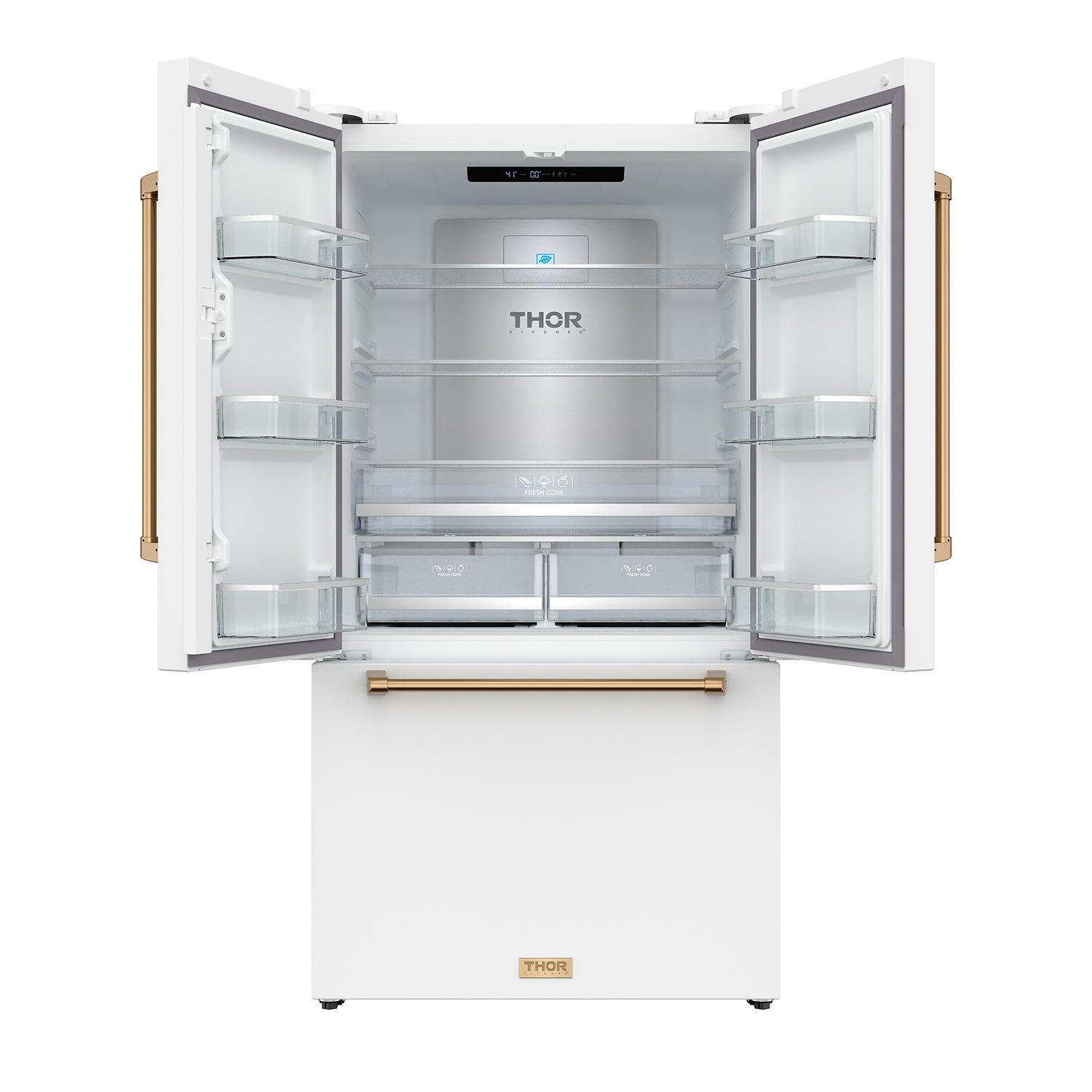 36 Inch French Door Counter Depth Refrigerator with Ice Maker – White/Bronze | Gordon Ramsay Series