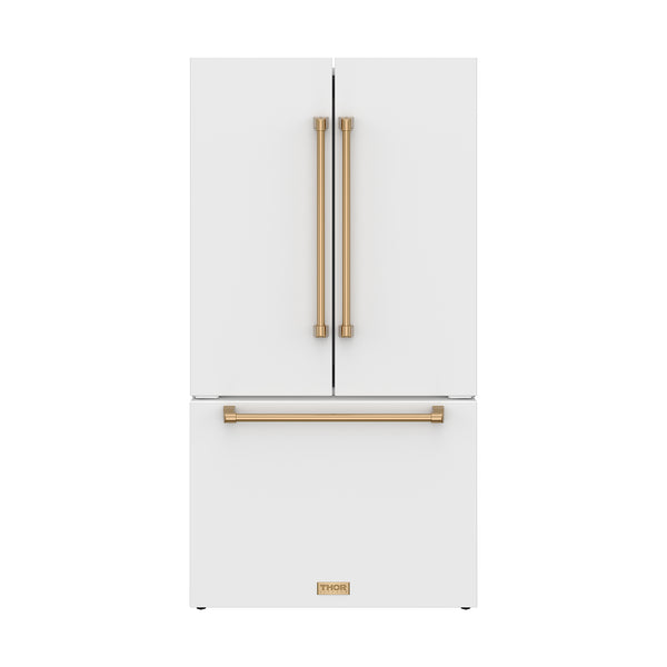 36-Inch White/Bronze French Door Counter Depth Refrigerator