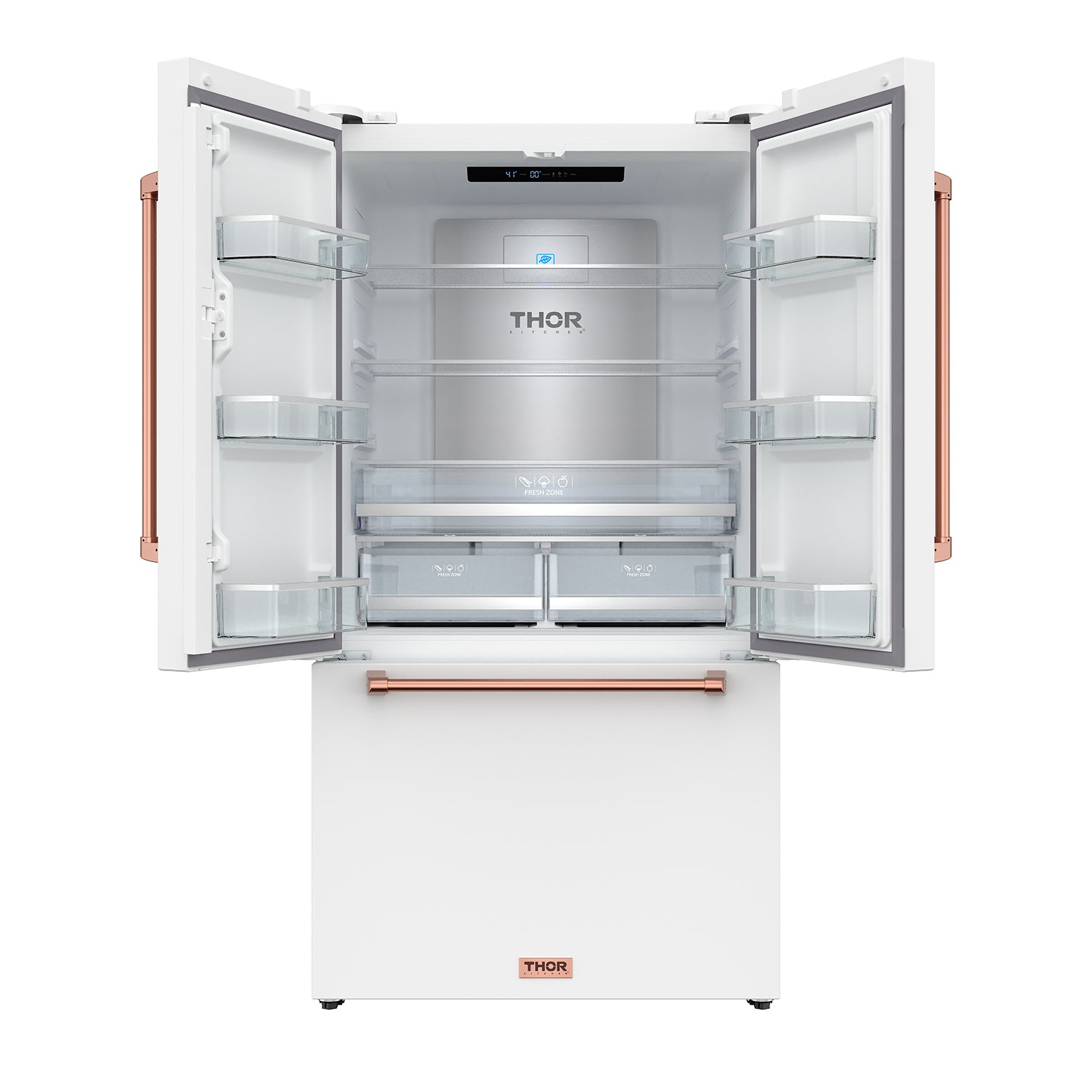 36 Inch French Door Counter Depth Refrigerator with Ice Maker – White/Rose Gold | Gordon Ramsay Series