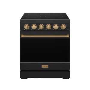 30 Inch Professional Electric Range with Precision Knob Control in Black and Bronze | Gordon Ramsay Series