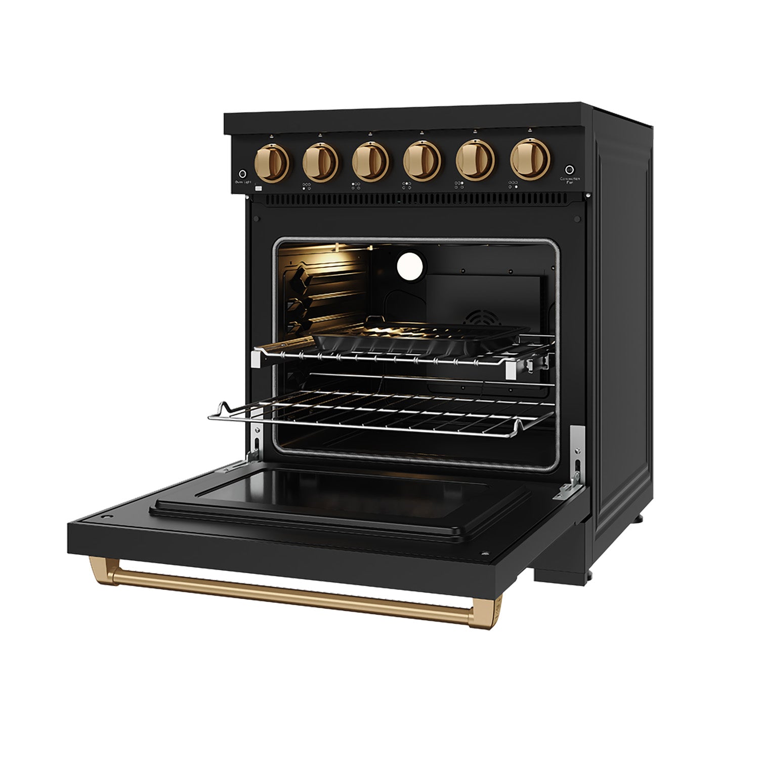 30 Inch Professional Electric Range with Precision Knob Control in Black and Bronze | Gordon Ramsay Series