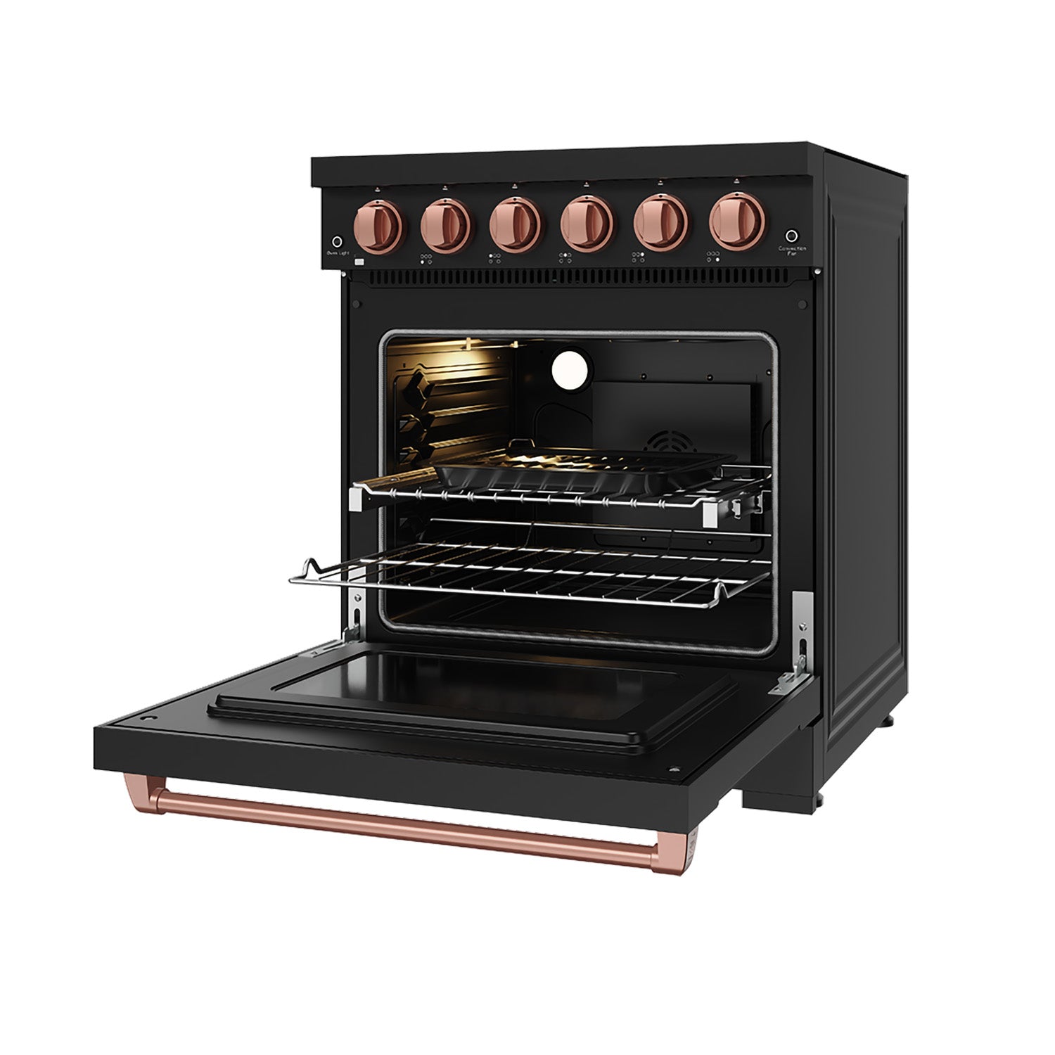 30 Inch Professional Electric Range with Precision Knob Control in Black and Rose Gold | Gordon Ramsay Series