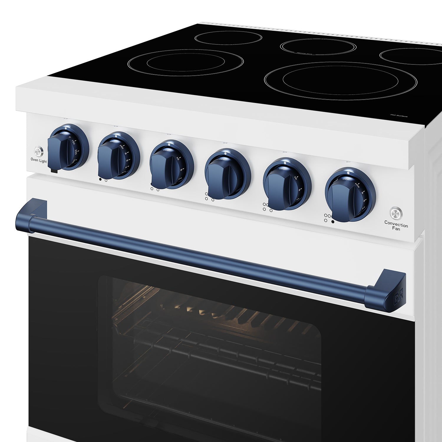 30 Inch Professional Electric Range with Precision Knob Control in White/Blue | Gordon Ramsay Series