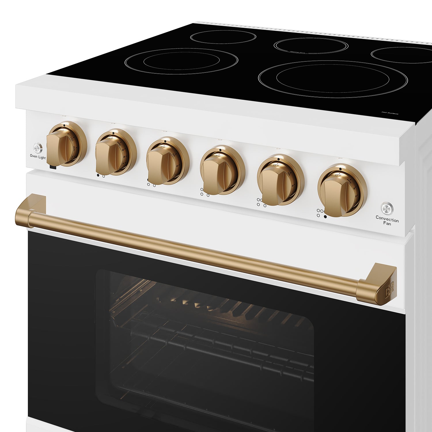 30 Inch Professional Electric Range with Precision Knob Control in White/Bronze | Gordon Ramsay Series