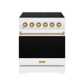 30 Inch Professional Electric Range with Precision Knob Control in White/Bronze | Gordon Ramsay Series