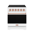 30 Inch Professional Electric Range with Precision Knob Control in White/Rose Gold | Gordon Ramsay Series