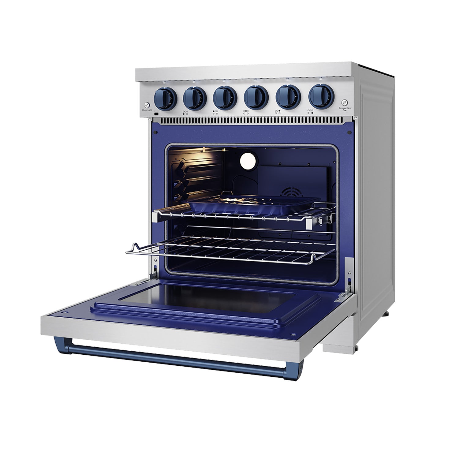 30 Inch Professional Electric Range with Precision Knob Control in Stainless Steel and Blue | Gordon Ramsay Series