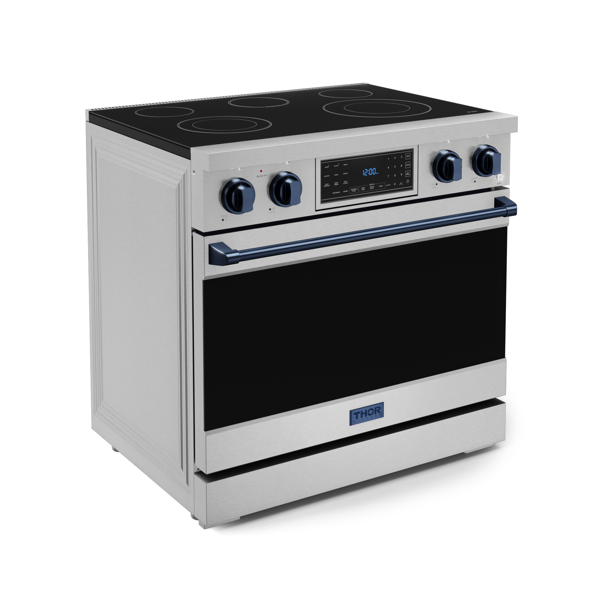 36 Inch Professional Electric Range with Tilt Panel Touch Control in Stainless Steel/Navy Blue | Gordon Ramsay Series