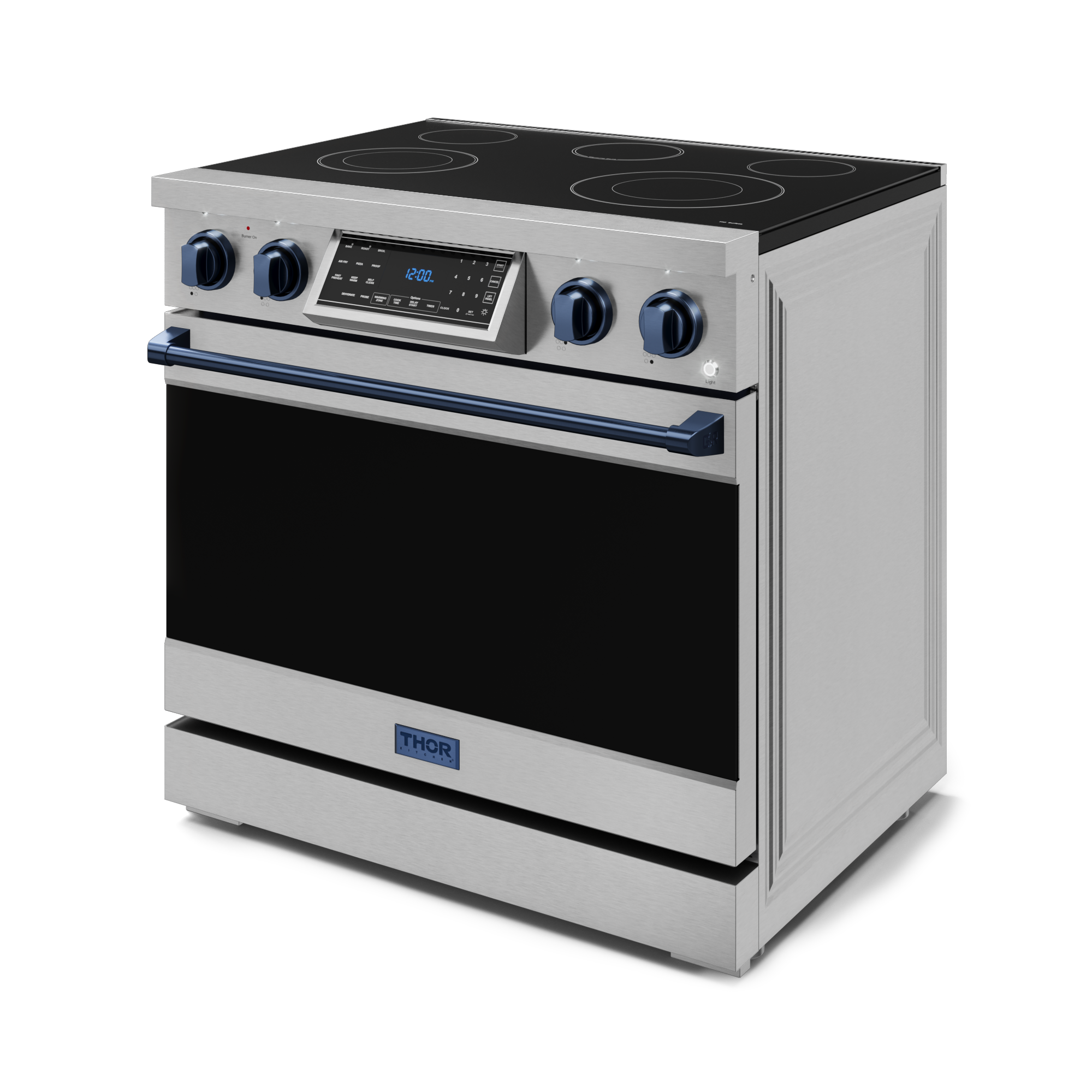 36 Inch Professional Electric Range with Tilt Panel Touch Control in Stainless Steel/Navy Blue | Gordon Ramsay Series