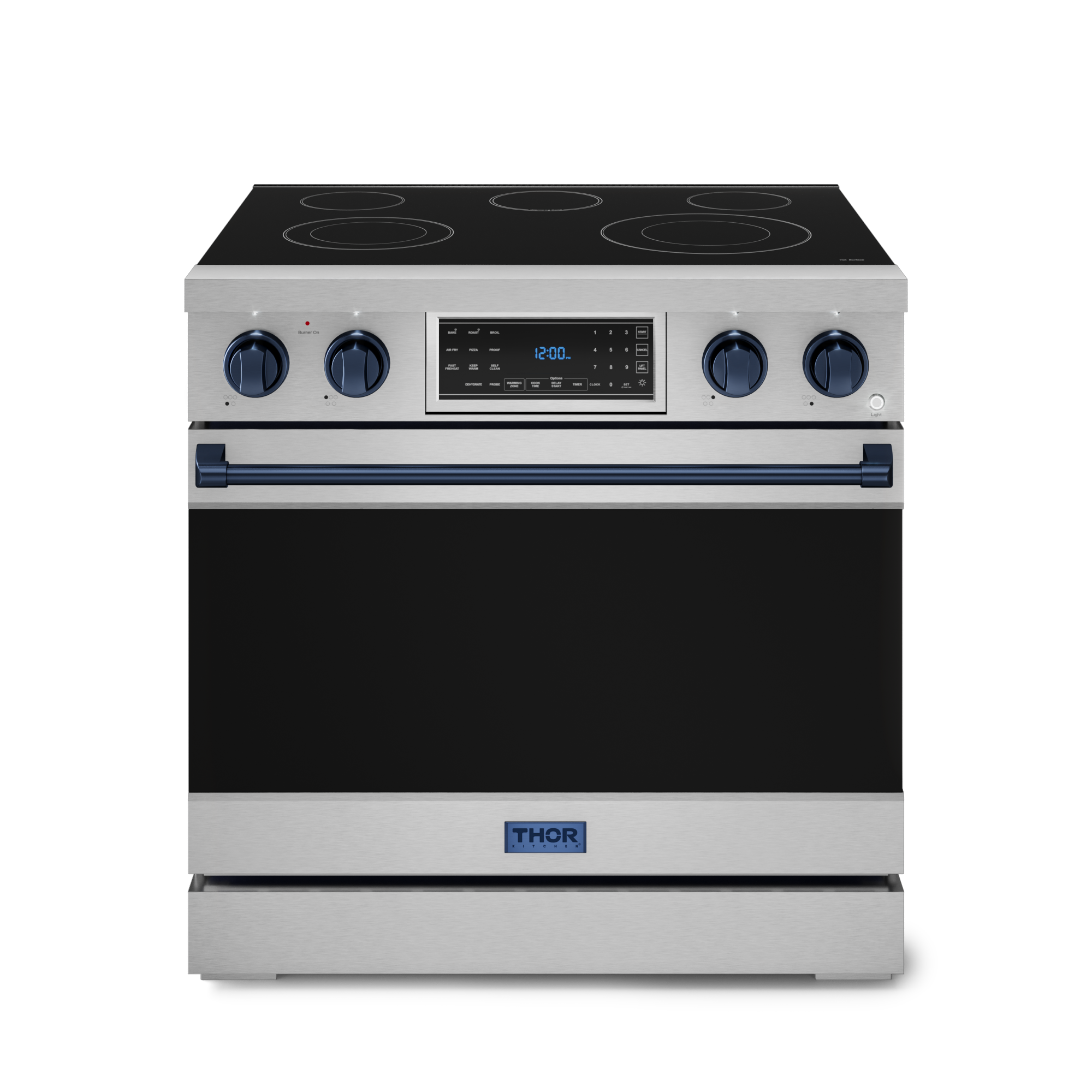 36 Inch Professional Electric Range with Tilt Panel Touch Control in Stainless Steel/Navy Blue | Gordon Ramsay Series