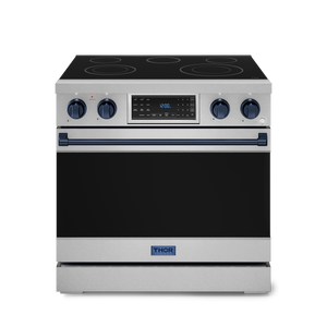 36 Inch Professional Electric Range with Tilt Panel Touch Control in Stainless Steel/Navy Blue | Gordon Ramsay Series