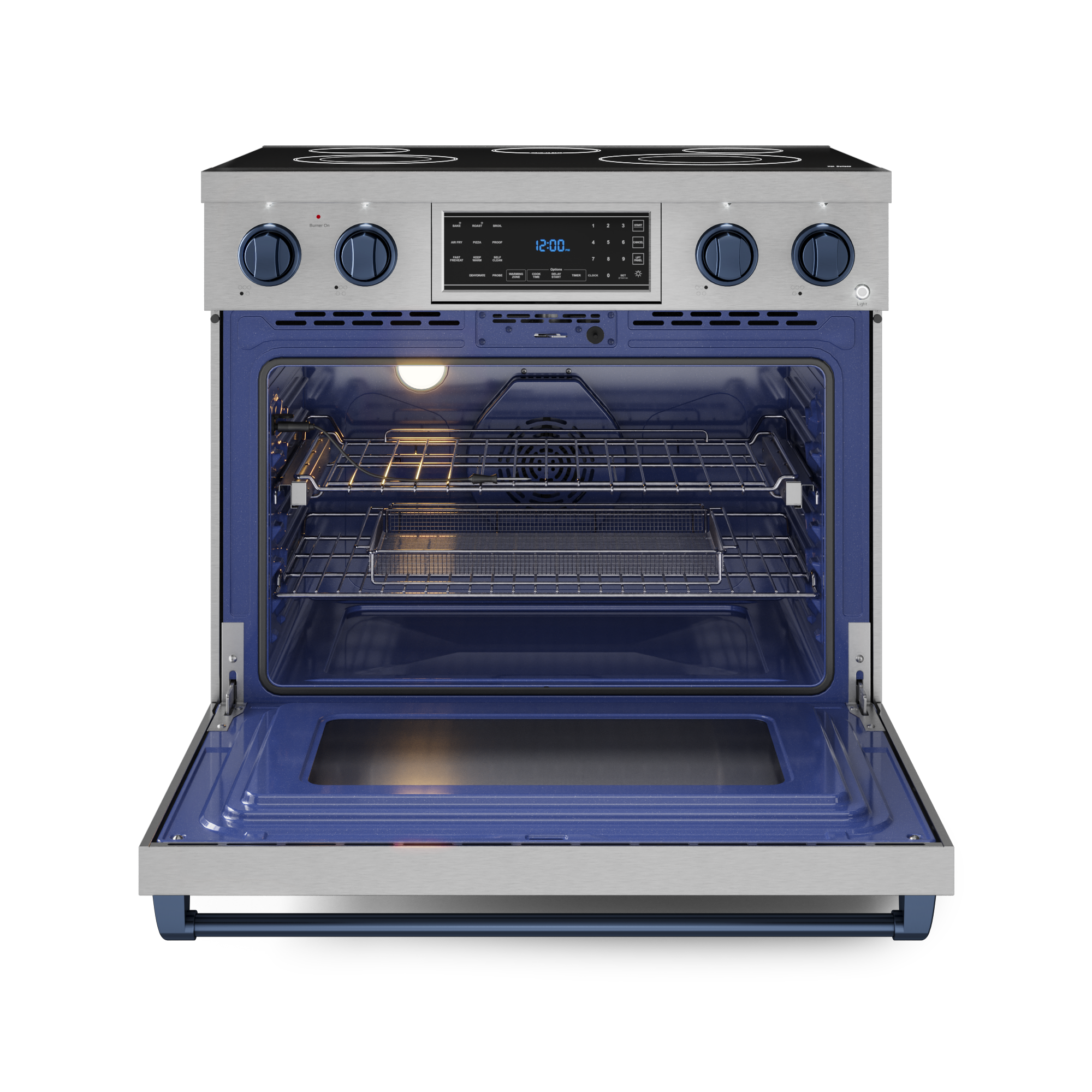 36 Inch Professional Electric Range with Tilt Panel Touch Control in Stainless Steel/Navy Blue | Gordon Ramsay Series