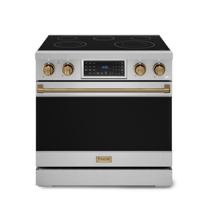 36 Inch Professional Electric Range with Tilt Panel Touch Control in Stainless Steel/Bronze | Gordon Ramsay Series