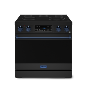 36 Inch Professional Electric Range with Tilt Panel Touch Control in Black/Navy Blue | Gordon Ramsay Series