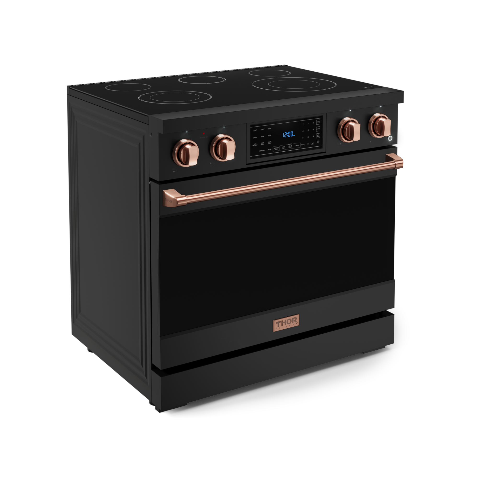 36 Inch Professional Electric Range with Tilt Panel Touch Control in Black/Rose Gold | Gordon Ramsay Series