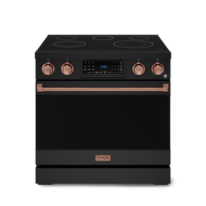 36 Inch Professional Electric Range with Tilt Panel Touch Control in Black/Rose Gold | Gordon Ramsay Series