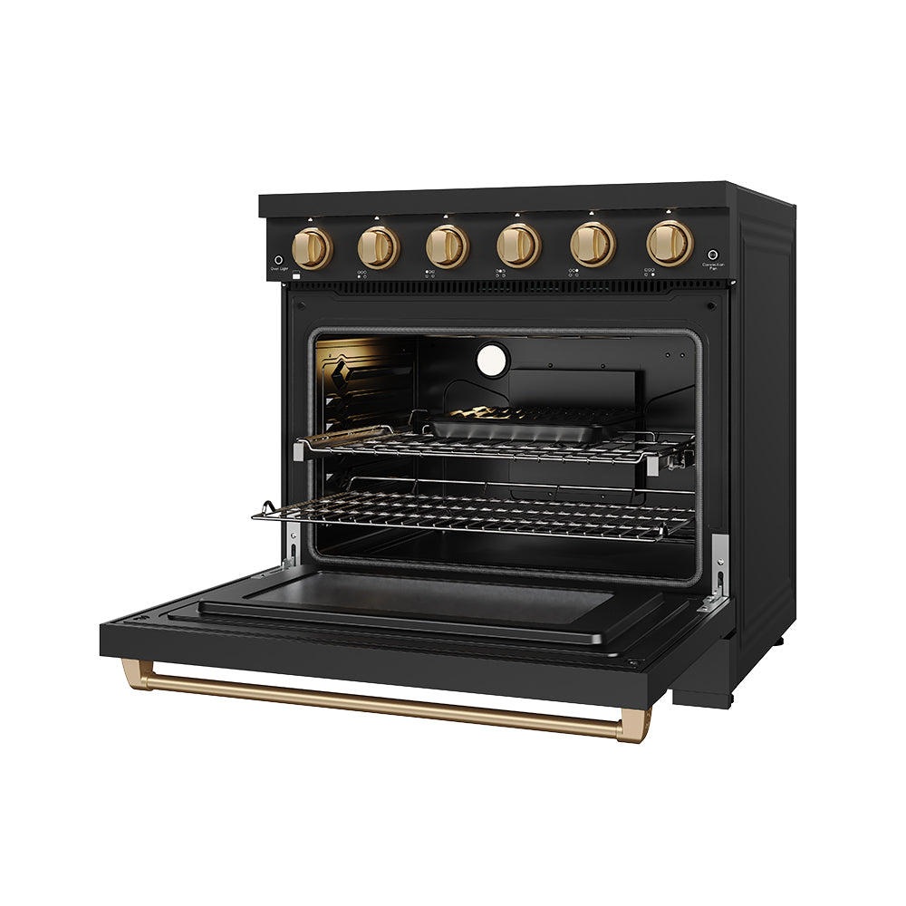 36 Inch Professional Electric Range in Black/Bronze | Gordon Ramsay Series