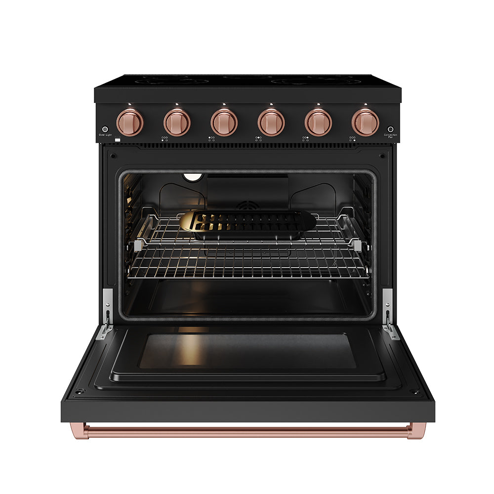 36 Inch Professional Electric Range in Black/Rose Gold | Gordon Ramsay Series