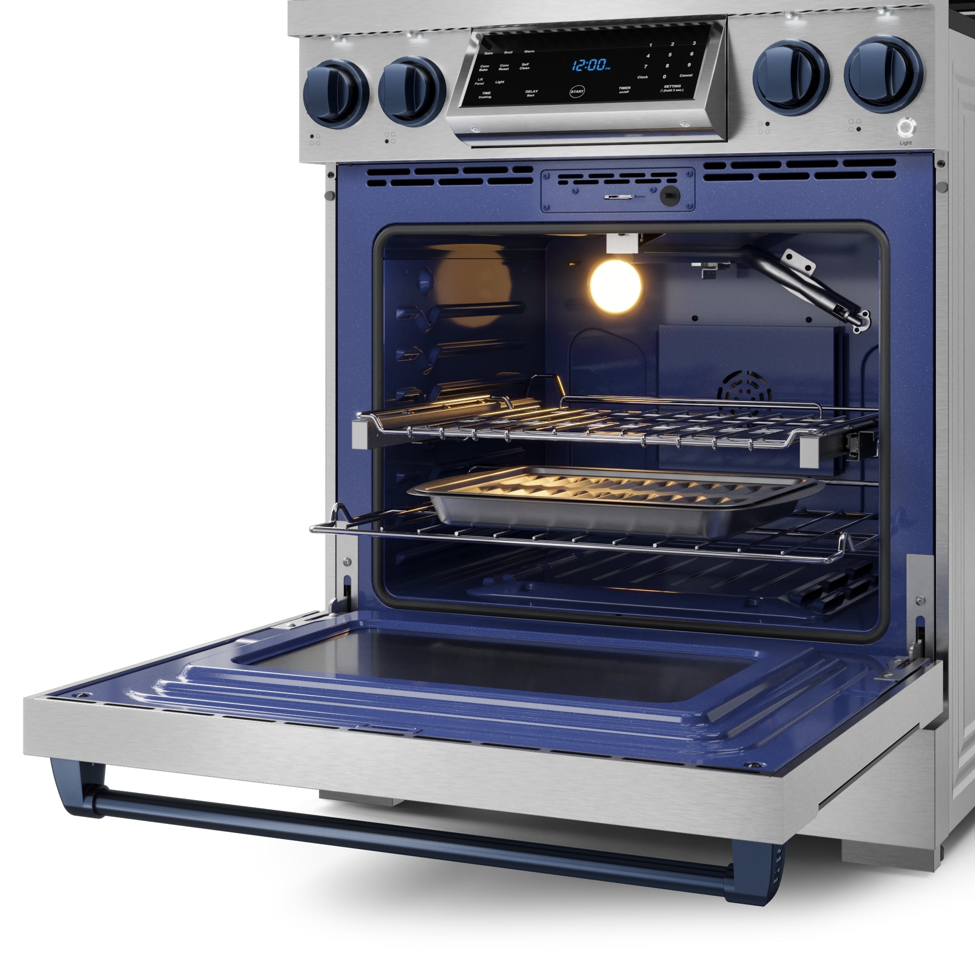 SEASONページ 30-Inch Stainless Steel/Blue Pro-Style Gas Range | Gordon Ramsay