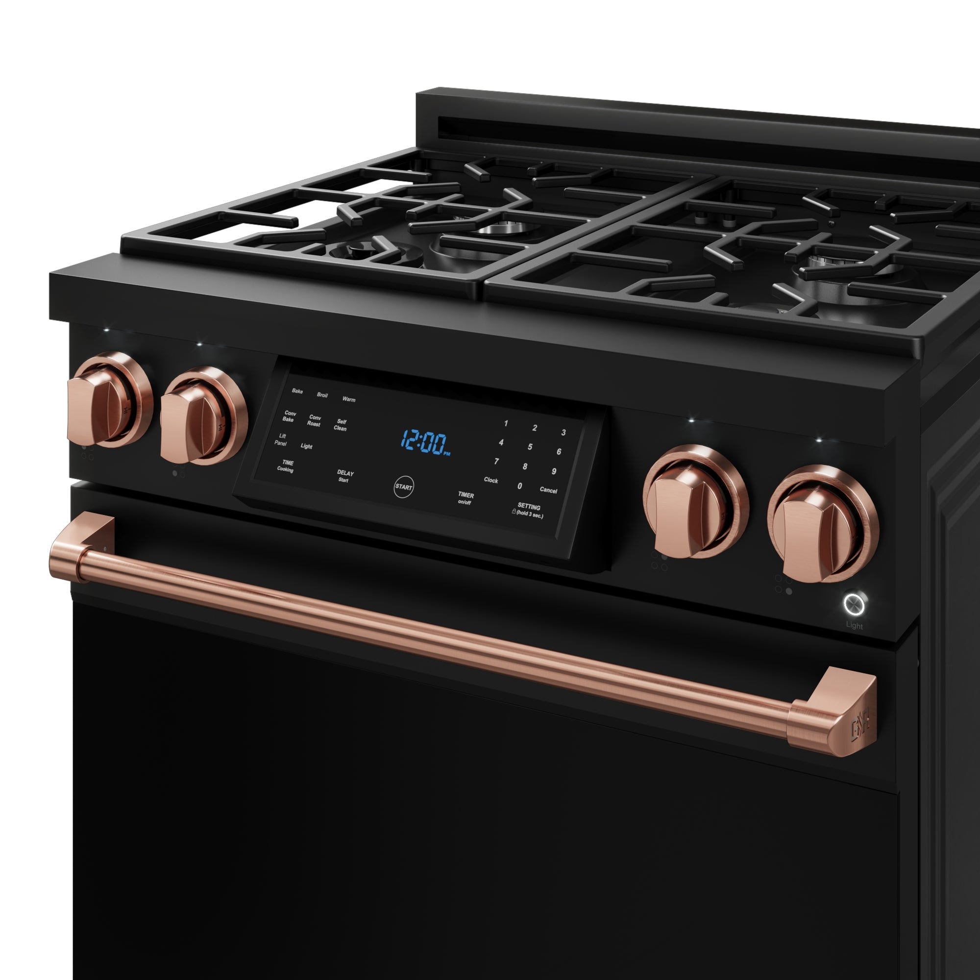 30 Inch Professional Gas Range with Tilt Panel Touch Control in Matte Black/Rose Gold | Gordon Ramsay Series