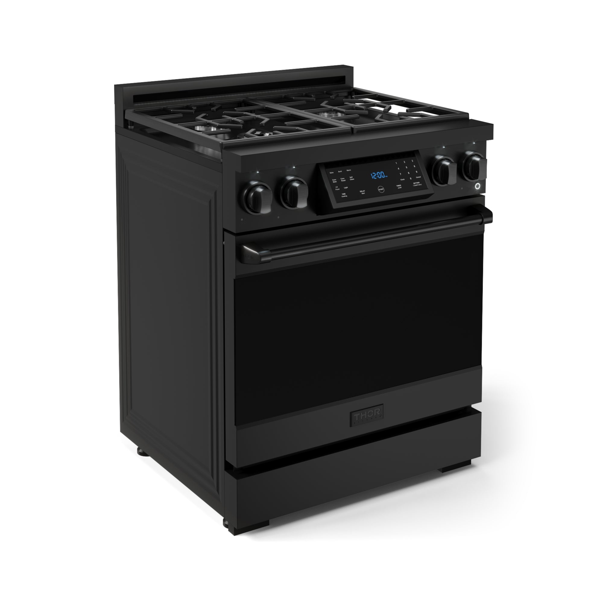30 Inch Professional Gas Range with Precision Knob Control in Black