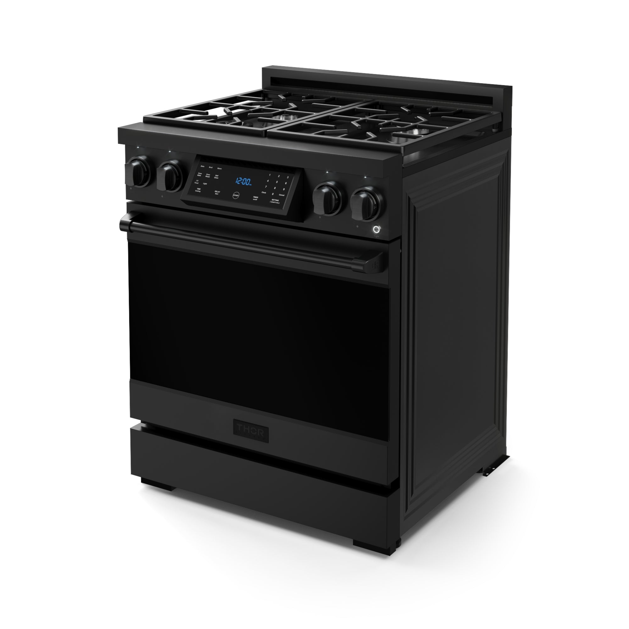 30 Inch Professional Gas Range with Precision Knob Control in Black