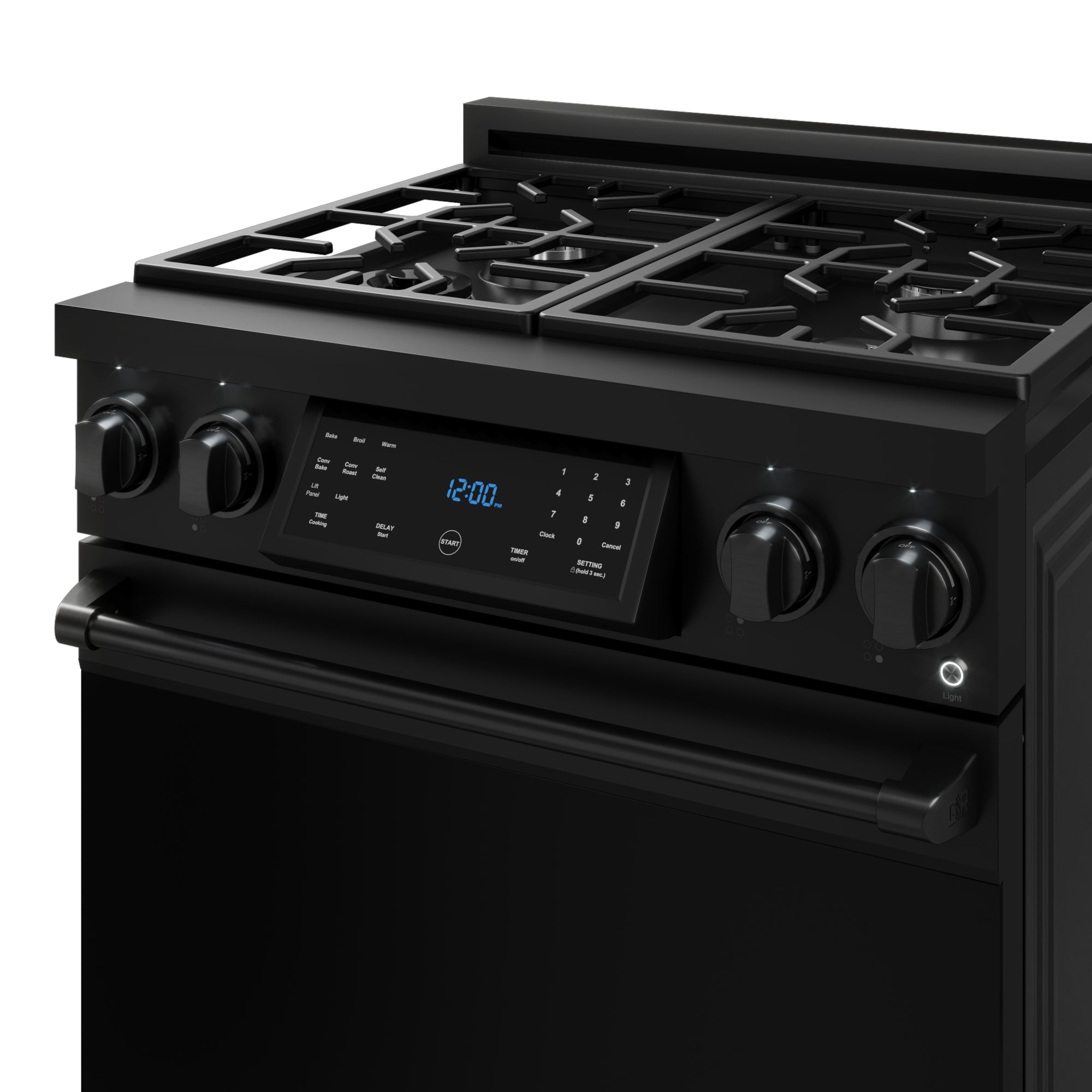 30 Inch Professional Gas Range with Precision Knob Control in Black