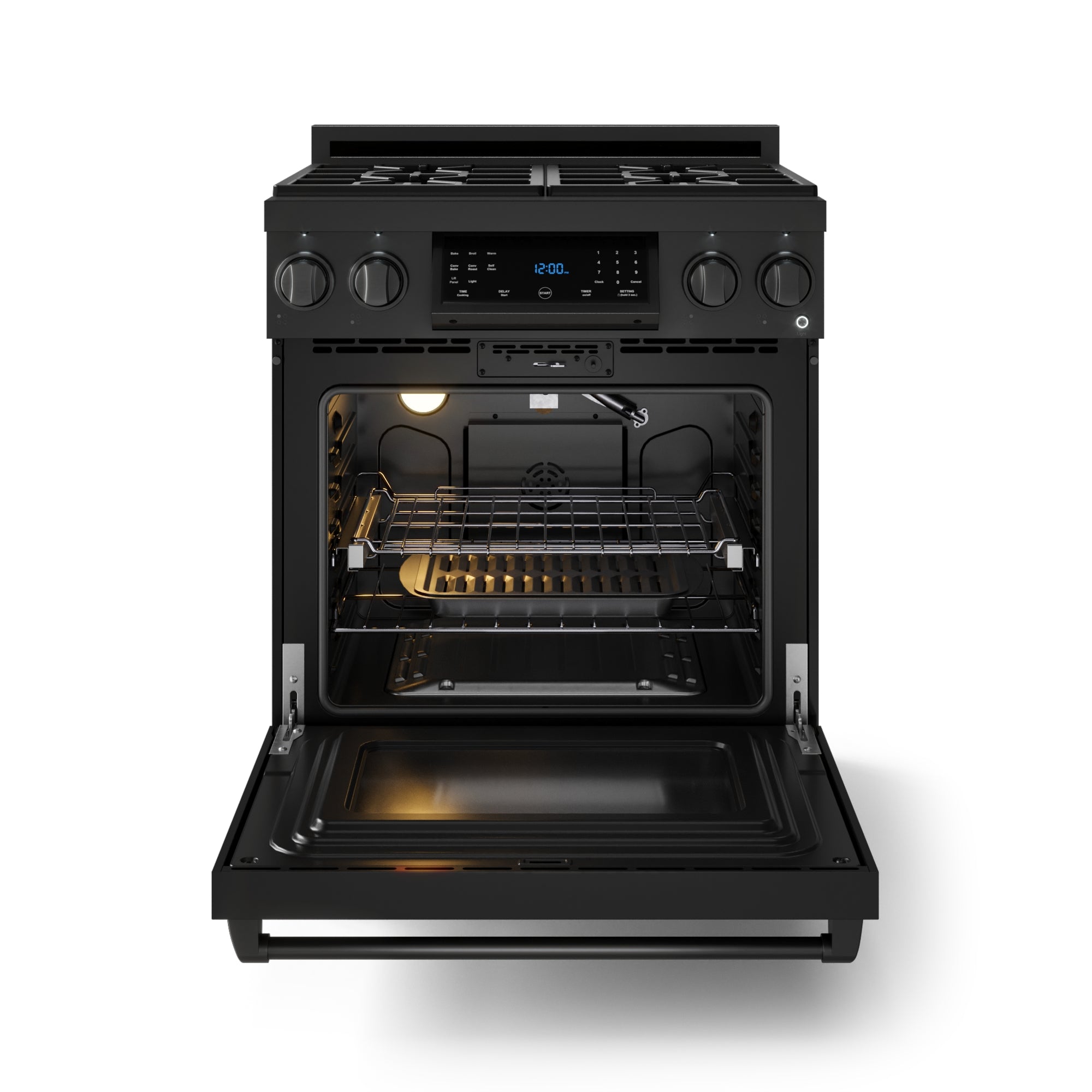 30 Inch Professional Gas Range with Precision Knob Control in Black