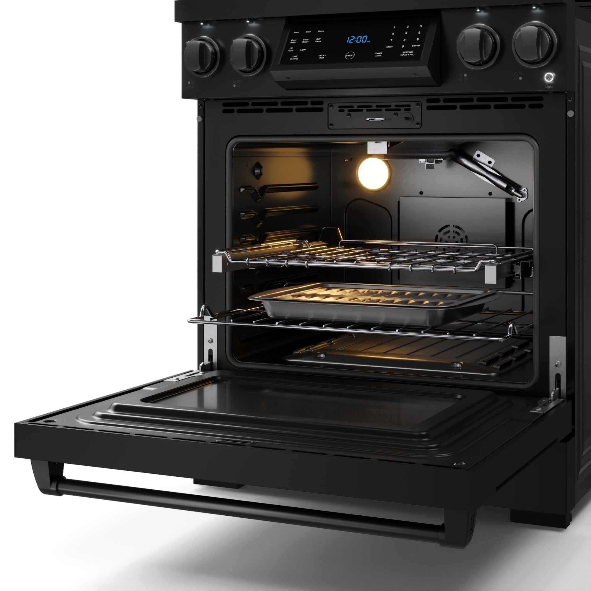 30 Inch Professional Gas Range with Precision Knob Control in Black