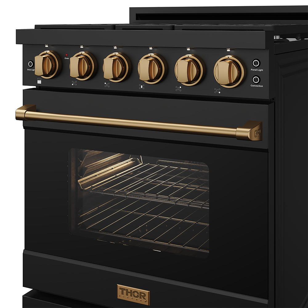 30 Inch Professional Gas with Precision Knob Control in Black/Bronze