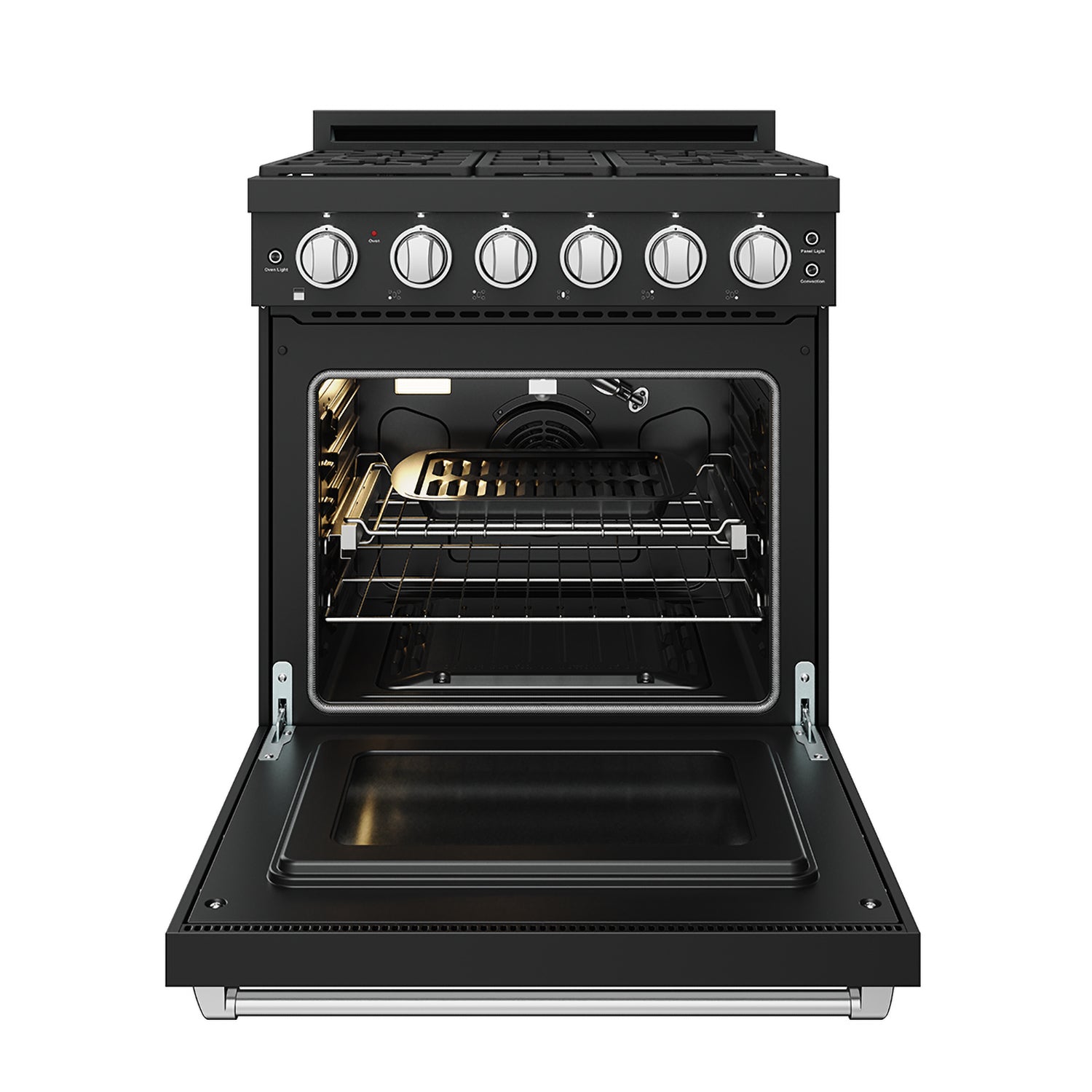 30 Inch Professional Gas with Precision Knob Control in Black/Stainless Steel