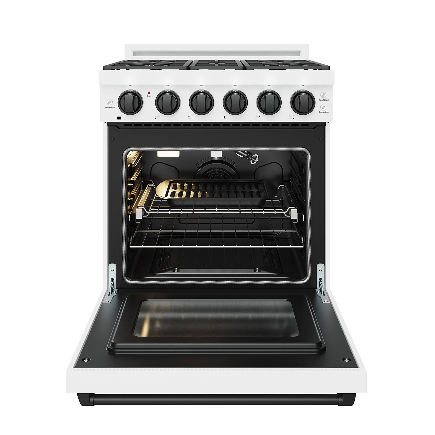 30 Inch Professional Gas Range with Precision Knob Control in White and Black | Gordon Ramsay Series