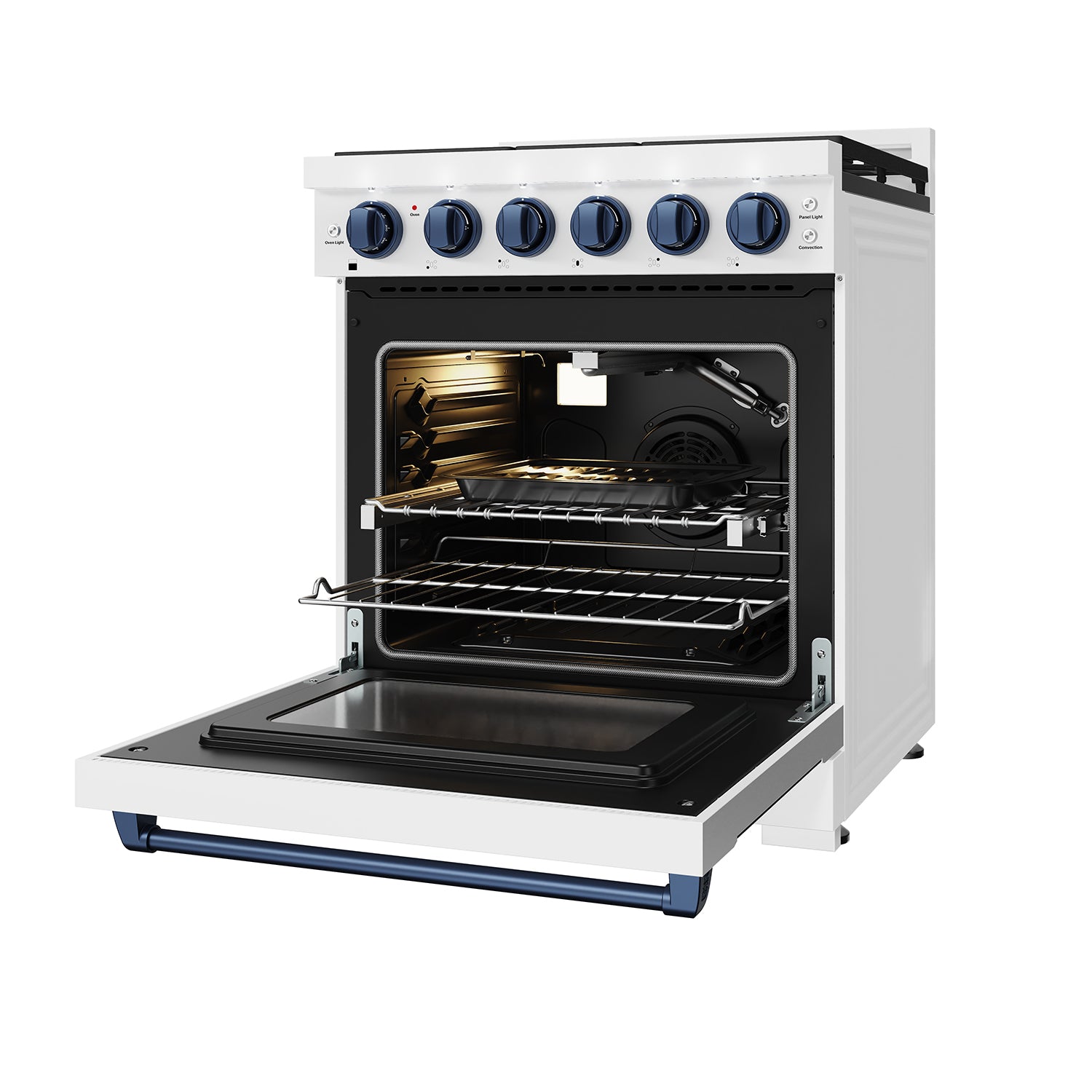 30 Inch Professional Liquid Propane Range with Precision Knob Control in White and Blue | Gordon Ramsay Series