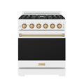 30 Inch Professional Gas Range with Precision Knob Control in White and Bronze | Gordon Ramsay Series