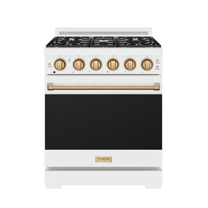 30 Inch Professional Liquid Propane Range with Precision Knob Control in White and Bronze | Gordon Ramsay Series
